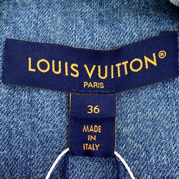 Louis Vuitton XS Logo Embroidered Cotton Denim Jacket Single-Breasted Long-Sleev - Picture 2 of 8